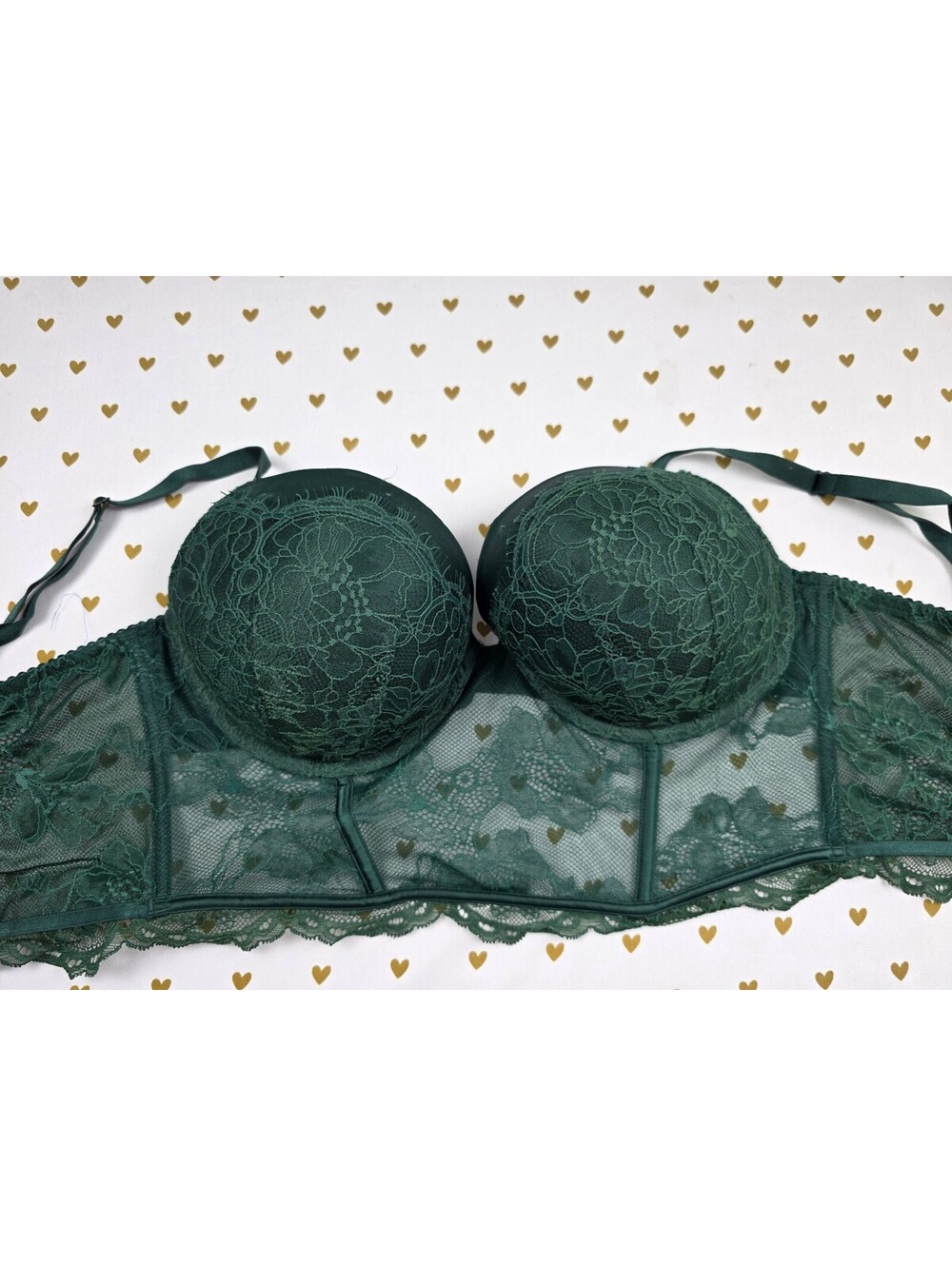 Victorias Secret Green SUPER Push Up Corset Bra Top Very Sexy 36D